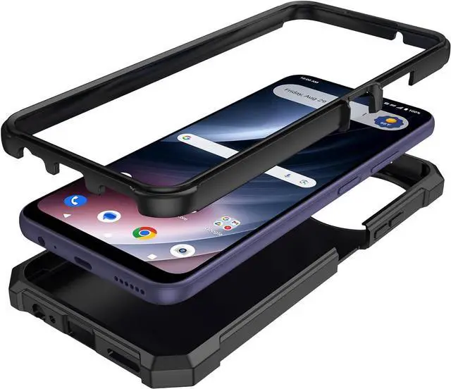 Alt view image 2 of 7 - for Cricket iCon Plus 2026 Phone Case/Att Verge 2 Phone Case with Screen Protector [Front Silicone Bumper+Frosted PC Back] Full Body Protection with Rugged Shockproof Military Grade Corner Black