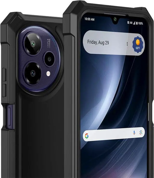 Alt view image 6 of 7 - for Cricket iCon Plus 2026 Phone Case/Att Verge 2 Phone Case with Screen Protector [Front Silicone Bumper+Frosted PC Back] Full Body Protection with Rugged Shockproof Military Grade Corner Black