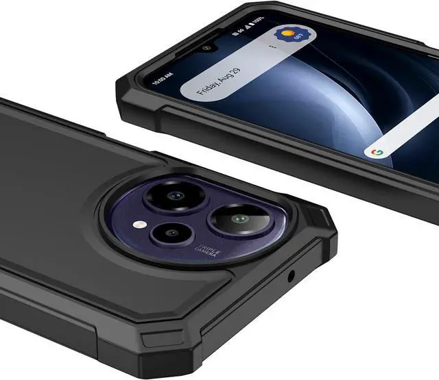 Alt view image 7 of 7 - for Cricket iCon Plus 2026 Phone Case/Att Verge 2 Phone Case with Screen Protector [Front Silicone Bumper+Frosted PC Back] Full Body Protection with Rugged Shockproof Military Grade Corner Black