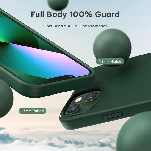 Alt view image 3 of 6 - for iPhone 13 Case Slim Silicone Case for iPhone 13 6.1 Inch Precise Fit Anti-Slip Drop Protection Alpine Green