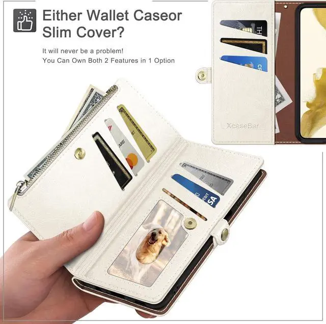 Alt view image 3 of 6 - for iPhone 14 Pro Max 6.7 Wallet case with Zipper Credit Card HolderRFID Blocking Flip Folio Book PU Leather Phone case Shockproof Cover Women Men for  14 Pro Max case White