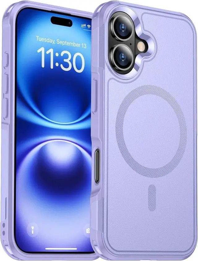 Main image of Designed for iPhone 16 Case Magnetic [Compatible with Magsafe][Military Grade Drop Protection] Dropproof Heavy Duty Tough Rugged Shockproof Phone Case for iPhone 16 (6.1)-Purple