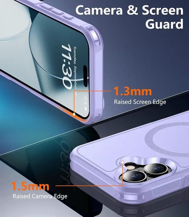 Alt view image 6 of 7 - Designed for iPhone 16 Case Magnetic [Compatible with Magsafe][Military Grade Drop Protection] Dropproof Heavy Duty Tough Rugged Shockproof Phone Case for iPhone 16 (6.1)-Purple