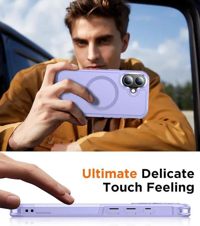 Alt view image 7 of 7 - Designed for iPhone 16 Case Magnetic [Compatible with Magsafe][Military Grade Drop Protection] Dropproof Heavy Duty Tough Rugged Shockproof Phone Case for iPhone 16 (6.1)-Purple