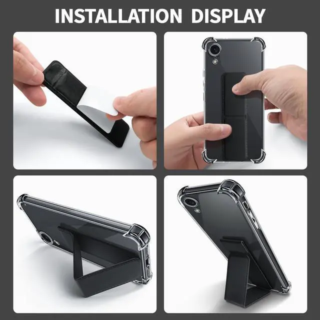 Alt view image 4 of 7 - for iPhone XR 6.1-Inch Case Shockproof TPU Clear Cover with 2 Pack Tempered Glass Screen Protectors & Leather Kickstand (3M Adhesive Mount) for Stand/Horizontal Viewing Clear