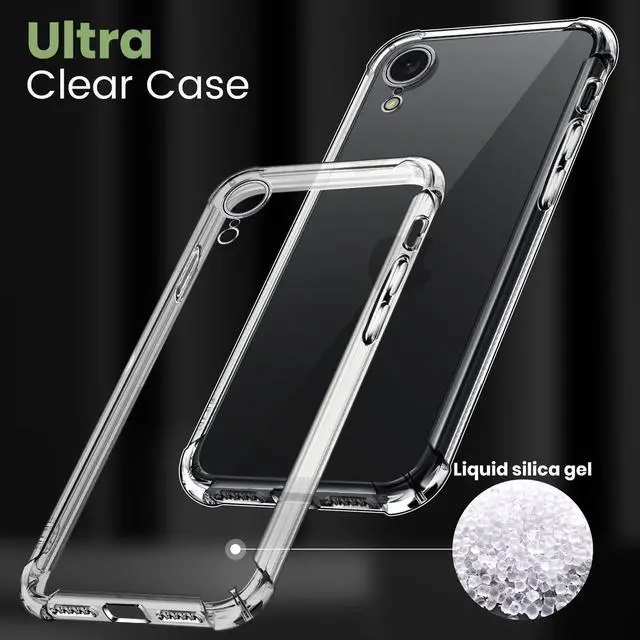 Alt view image 7 of 7 - for iPhone XR 6.1-Inch Case Shockproof TPU Clear Cover with 2 Pack Tempered Glass Screen Protectors & Leather Kickstand (3M Adhesive Mount) for Stand/Horizontal Viewing Clear