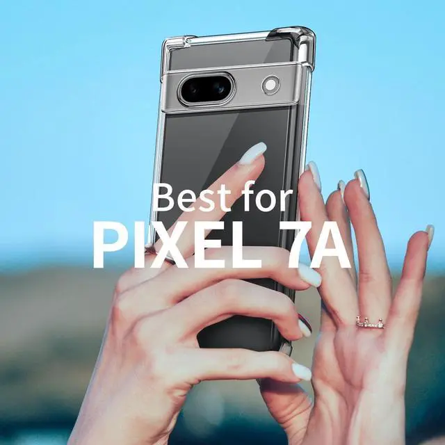 Alt view image 2 of 7 - for Google Pixel 7a Case Shockproof TPU Clear Cover with 2 Pack Tempered Glass Screen Protectors & Leather Kickstand (3M Adhesive Mount) for Stand/Horizontal Viewing Clear