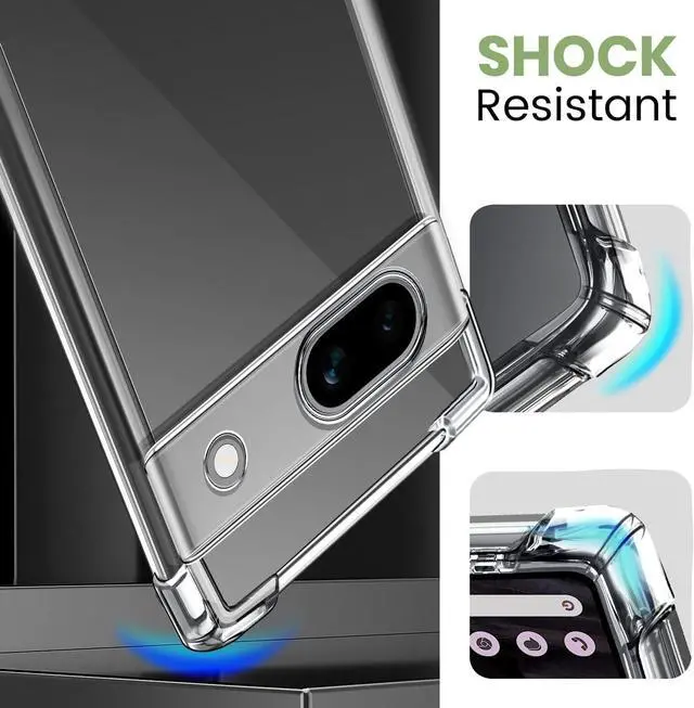 Alt view image 7 of 7 - for Google Pixel 7a Case Shockproof TPU Clear Cover with 2 Pack Tempered Glass Screen Protectors & Leather Kickstand (3M Adhesive Mount) for Stand/Horizontal Viewing Clear