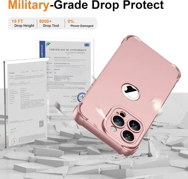 Alt view image 5 of 7 - for iPhone 15 Pro Max Case with [2 Screen Protectors] [15 Ft Military Grade Drop Test] [Camera Protection] 360° Shockproof Slim Thin Phone Case iPhone 15 Pro Max Cover 6.7 Rose Gold