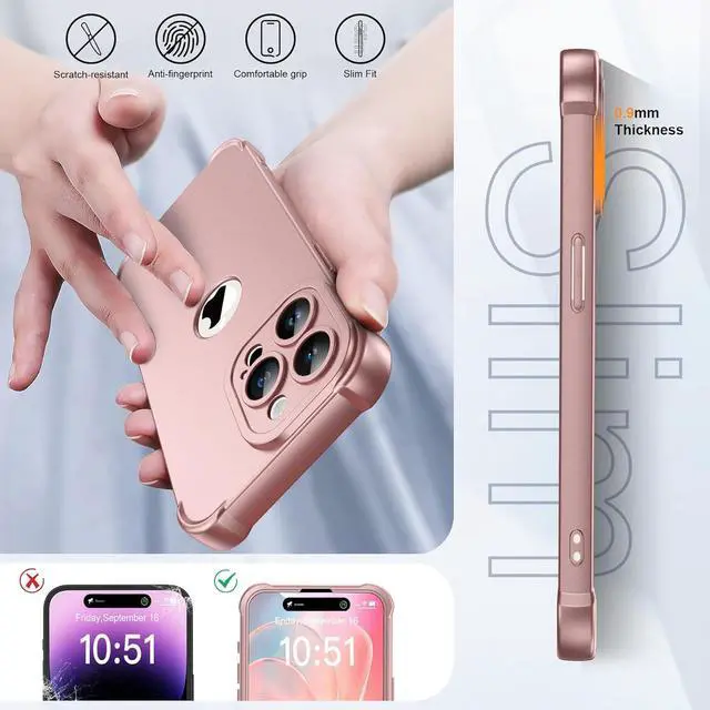 Alt view image 6 of 7 - for iPhone 15 Pro Max Case with [2 Screen Protectors] [15 Ft Military Grade Drop Test] [Camera Protection] 360° Shockproof Slim Thin Phone Case iPhone 15 Pro Max Cover 6.7 Rose Gold