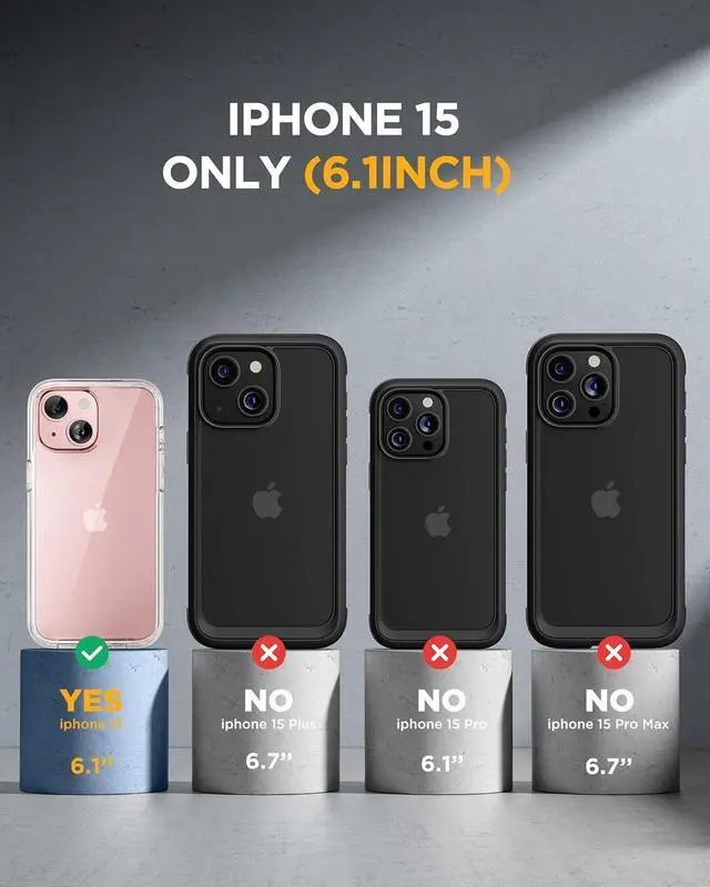 Alt view image 7 of 7 - for iPhone 15 Case Clear Full-Body Built-in Glass Screen Protector &Camera Protector Military Drop Proof 15 Phone Case 360 Degree Shockproof Protective Cover Bumper 6.1 inch Clear