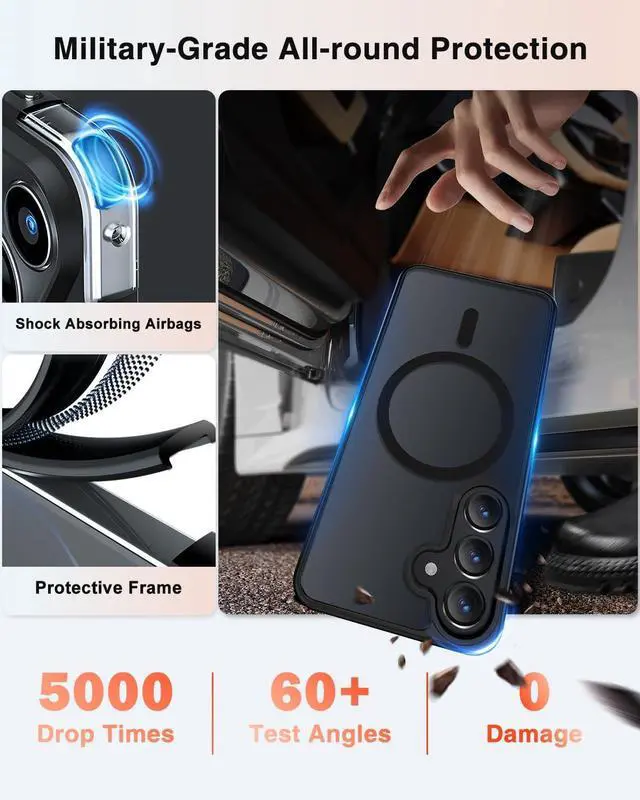 Alt view image 3 of 7 - [4 in 1] Magnetic for  Galaxy S25 Case 2 Pics Privacy Screen Protectors and 1 Pic Camera Protector Fit for MagSafe Military Grade Shockproof Translucent Matte Galaxy S25 Cover 6.2 Black