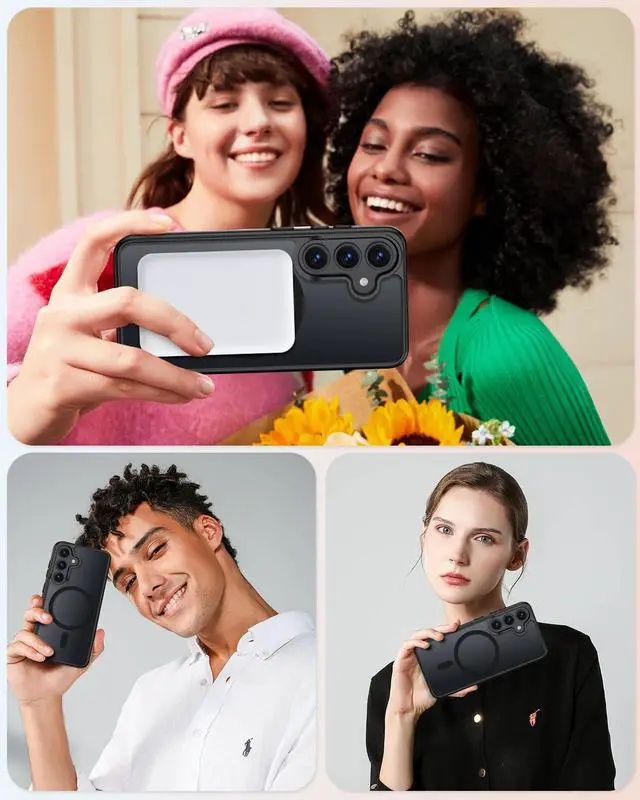 Alt view image 7 of 7 - [4 in 1] Magnetic for  Galaxy S25 Case 2 Pics Privacy Screen Protectors and 1 Pic Camera Protector Fit for MagSafe Military Grade Shockproof Translucent Matte Galaxy S25 Cover 6.2 Black