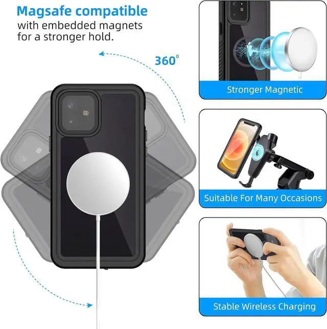 Alt view image 3 of 7 - Magnetic for iPhone 12 Mini Waterproof Case - [Certified Water Proof & Military Protection] with [Built-in Screen Protector] Full Body Shockproof Phone Case Cover for iPhone 12 Mini 5.4