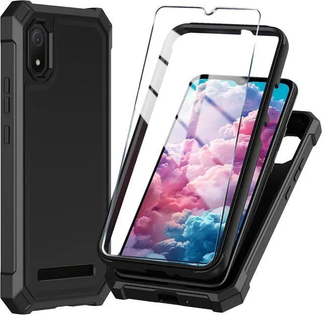 Main image of for Cloud Mobile Stratus C8 Phone Case with Tempered Glass Screen Protector Slim Soft Silicone Full-Body Protective Cover (Cloud Mobile Stratus C8 Black)