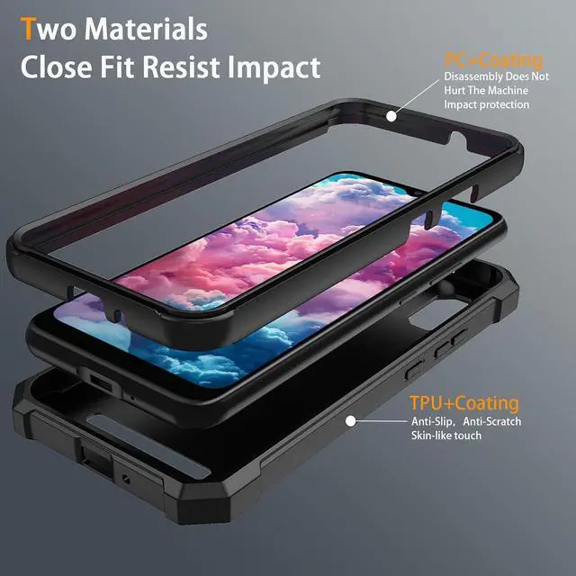 Alt view image 3 of 7 - for Cloud Mobile Stratus C8 Phone Case with Tempered Glass Screen Protector Slim Soft Silicone Full-Body Protective Cover (Cloud Mobile Stratus C8 Black)