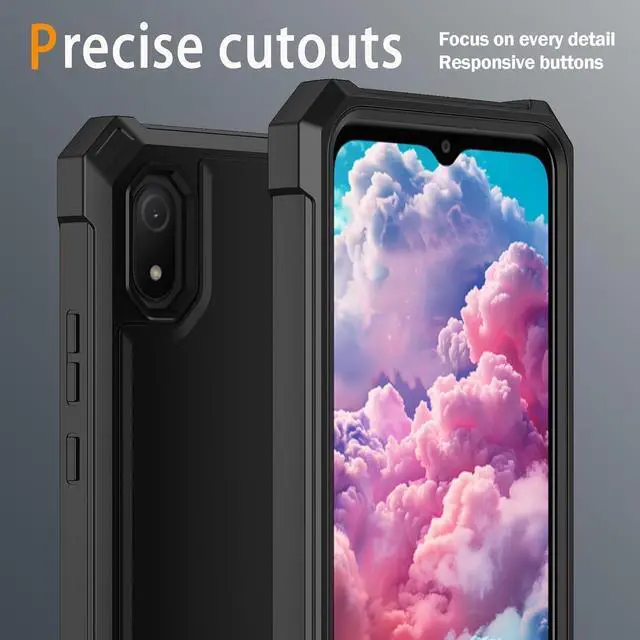 Alt view image 5 of 7 - for Cloud Mobile Stratus C8 Phone Case with Tempered Glass Screen Protector Slim Soft Silicone Full-Body Protective Cover (Cloud Mobile Stratus C8 Black)