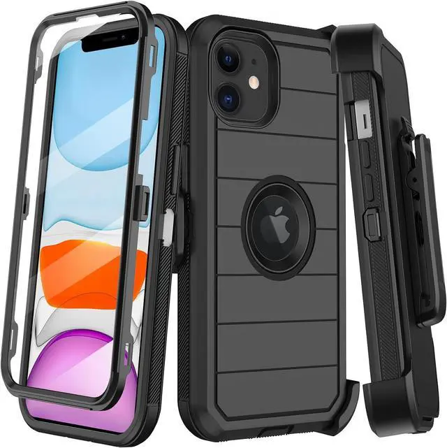 Main image of for iPhone 11 Case with Belt Clip Holster Built-in Screen Protector Heavy Duty Shockproof Drop Protection Military Grade Durable Phone Cover with Kickstand for  iPhone 11 (Black)