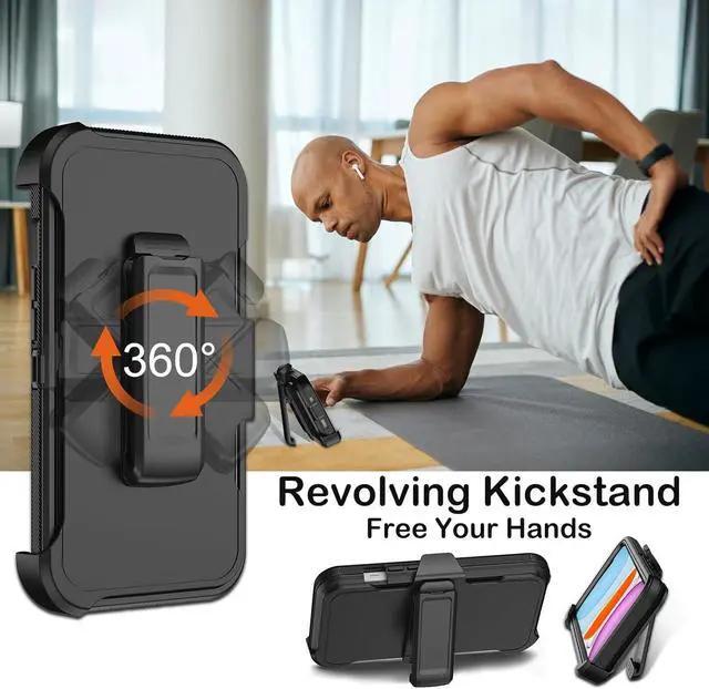 Alt view image 5 of 7 - for iPhone 11 Case with Belt Clip Holster Built-in Screen Protector Heavy Duty Shockproof Drop Protection Military Grade Durable Phone Cover with Kickstand for  iPhone 11 (Black)