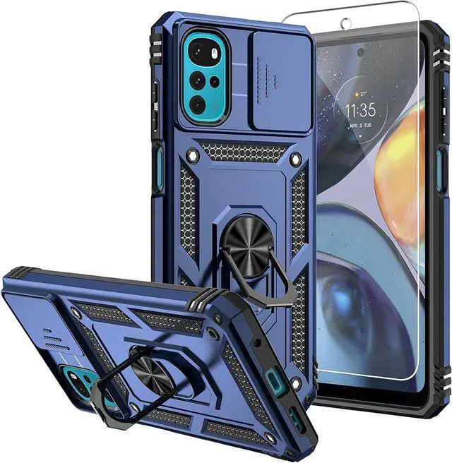 Main image of SMKY for Moto G Play 2024 Case with Screen Protectors and Camera Cover [Military Grade] 16ft.Drop Tested with Magnetic Kickstand Protective Case for Motorola G Play 4G 2024 6.5 inch Blue