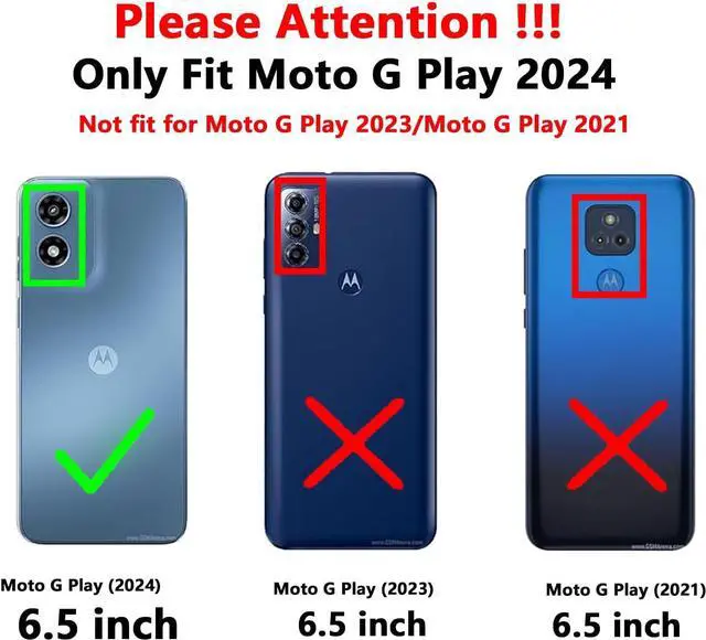 Alt view image 2 of 7 - SMKY for Moto G Play 2024 Case with Screen Protectors and Camera Cover [Military Grade] 16ft.Drop Tested with Magnetic Kickstand Protective Case for Motorola G Play 4G 2024 6.5 inch Blue