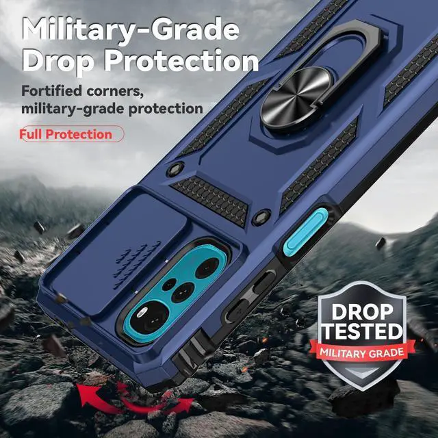 Alt view image 6 of 7 - SMKY for Moto G Play 2024 Case with Screen Protectors and Camera Cover [Military Grade] 16ft.Drop Tested with Magnetic Kickstand Protective Case for Motorola G Play 4G 2024 6.5 inch Blue