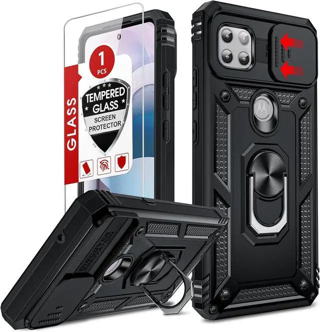Main image of for Motorola One-5G Ace Case: Motorola One 5G UW Ace Case with Slide Camera Cover and Screen Protector Shockproof Unlocked Phone Cover with Magnetic Ring Stand Funda para Moto One 5 G Ace Black