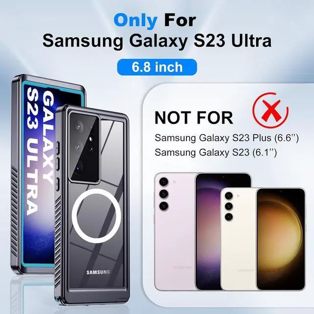 Alt view image 2 of 7 - for  Galaxy S23 Ultra Waterproof Case with Magsafe Built-in Magnetic & Screen Protector IP68 Certified Full Body Shockproof for Water Sports Underwater Photography 6.8 Blue