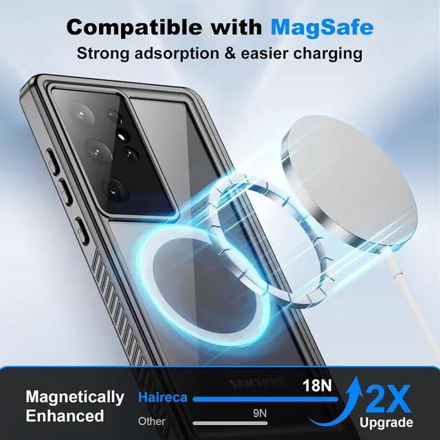 Alt view image 4 of 7 - for  Galaxy S23 Ultra Waterproof Case with Magsafe Built-in Magnetic & Screen Protector IP68 Certified Full Body Shockproof for Water Sports Underwater Photography 6.8 Blue