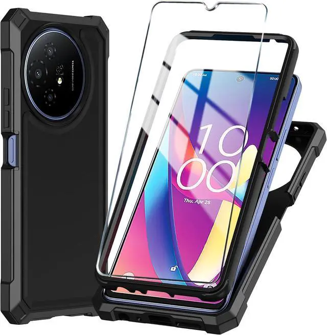 Main image of for TCL 50 XL 5G Phone Case/TCL 50 XL NXTPAPER 5G Case with Tempered Glass Screen Protector Slim Soft Silicone Full-Body Protective Case (Black)