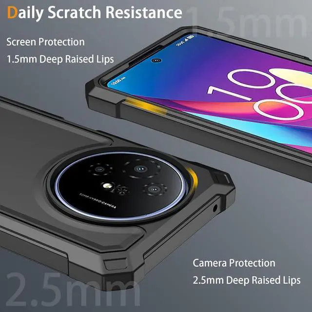 Alt view image 2 of 7 - for TCL 50 XL 5G Phone Case/TCL 50 XL NXTPAPER 5G Case with Tempered Glass Screen Protector Slim Soft Silicone Full-Body Protective Case (Black)