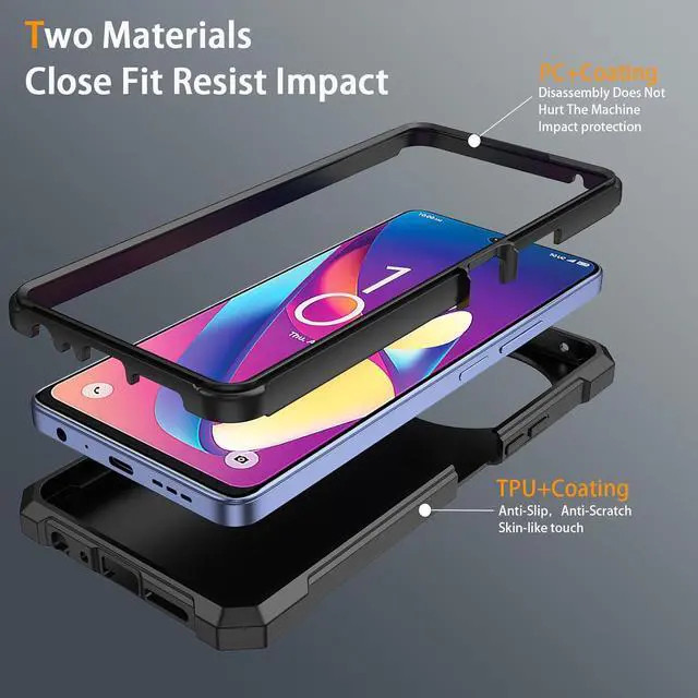 Alt view image 3 of 7 - for TCL 50 XL 5G Phone Case/TCL 50 XL NXTPAPER 5G Case with Tempered Glass Screen Protector Slim Soft Silicone Full-Body Protective Case (Black)