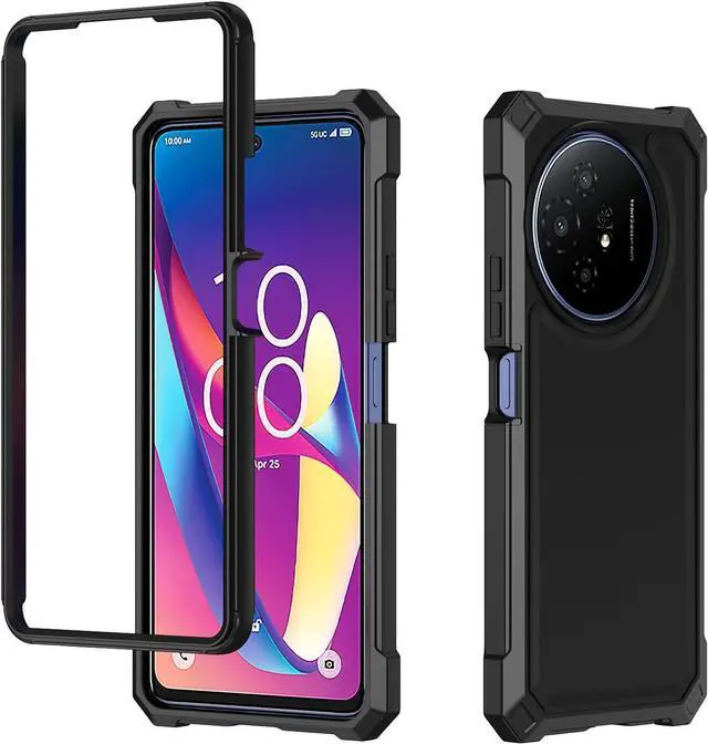 Alt view image 7 of 7 - for TCL 50 XL 5G Phone Case/TCL 50 XL NXTPAPER 5G Case with Tempered Glass Screen Protector Slim Soft Silicone Full-Body Protective Case (Black)