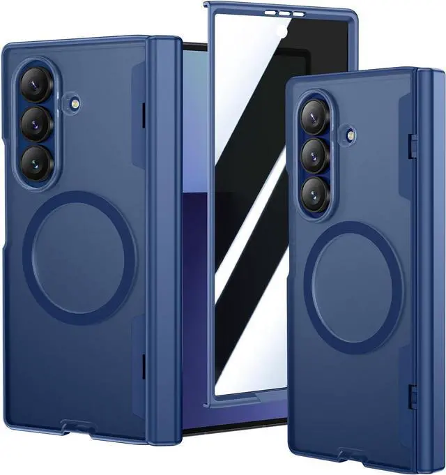 Main image of Case for Galaxy Z Fold 7 with [Hinge Protection][Tempered Glass Privacy Screen Protector] Compatible with MagSafe Magnetic Anti-Spy Shockproof Cover for  Galaxy Z Fold 7 - Blue