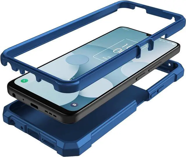 Alt view image 2 of 7 - for Jitterbug Smart 4 Case/TCL 40XL/TCL 40T/TCL 505 Phone Case with Screen Protector Frosted PC Back Front Soft Silicone Bumper Military Grade Protection Cover for Jitterbug 4/TCL 40 XL/TCL 40 T Blue