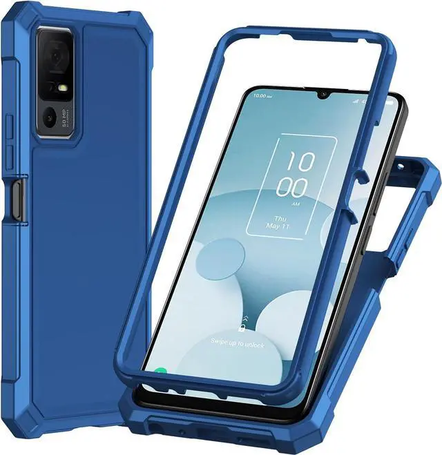 Alt view image 6 of 7 - for Jitterbug Smart 4 Case/TCL 40XL/TCL 40T/TCL 505 Phone Case with Screen Protector Frosted PC Back Front Soft Silicone Bumper Military Grade Protection Cover for Jitterbug 4/TCL 40 XL/TCL 40 T Blue