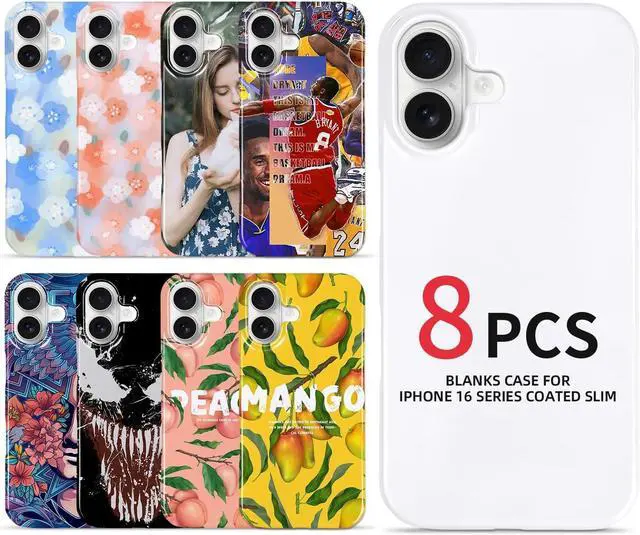 Main image of 8pieces Sublimation Phone Cases for iPhone 16 e Pro Max Series Blank DIY Printable Phone Cover Customizable Sublimation Blanks Coated Slim Case (Glossy Compatible with iPhone 16Plus)
