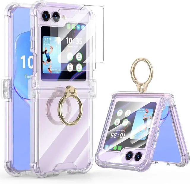 Main image of Case for  Galaxy Z Flip 6 Case with Hinge Protection 2 Pack Tempered Glass Screen Protection Cover for  Galaxy Z Flip 6 5G(Clear)