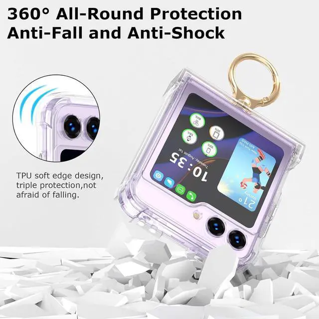 Alt view image 2 of 7 - Case for  Galaxy Z Flip 6 Case with Hinge Protection 2 Pack Tempered Glass Screen Protection Cover for  Galaxy Z Flip 6 5G(Clear)