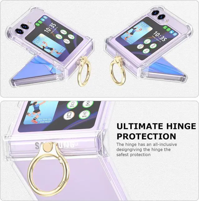 Alt view image 3 of 7 - Case for  Galaxy Z Flip 6 Case with Hinge Protection 2 Pack Tempered Glass Screen Protection Cover for  Galaxy Z Flip 6 5G(Clear)
