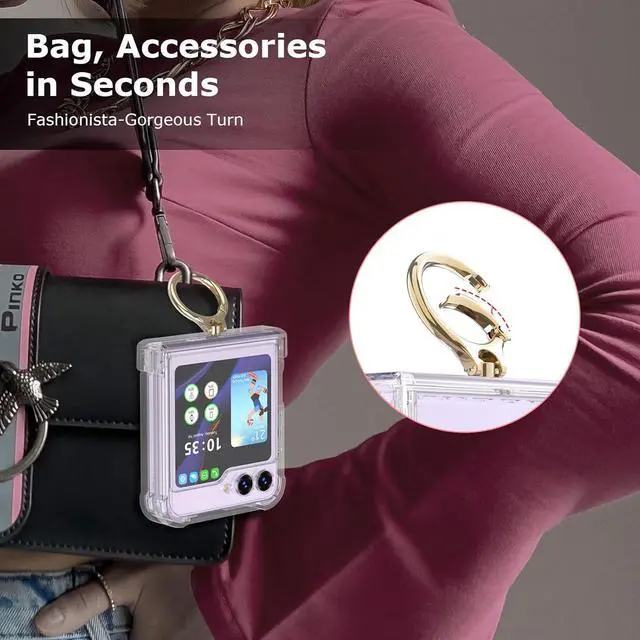 Alt view image 5 of 7 - Case for  Galaxy Z Flip 6 Case with Hinge Protection 2 Pack Tempered Glass Screen Protection Cover for  Galaxy Z Flip 6 5G(Clear)