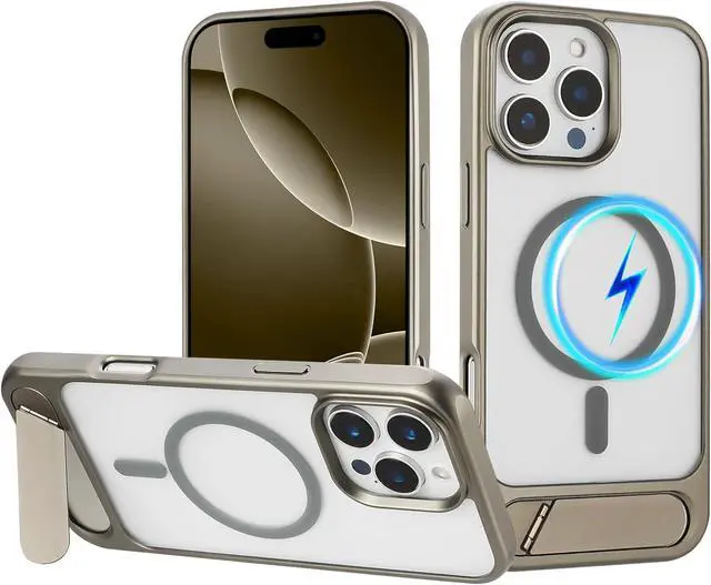 Main image of Strong Magnetic for iPhone 16 Pro Max Case with Magsafe and Built-in Invisible Kickstand Slim Translucent Matte Military Grade Protective Phone Case for iPhone 16 Pro Max 6.9