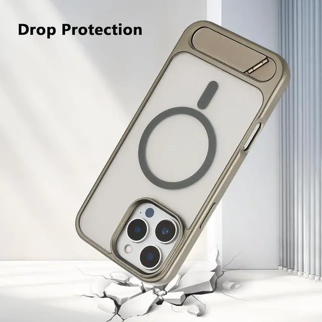 Alt view image 7 of 7 - Strong Magnetic for iPhone 16 Pro Max Case with Magsafe and Built-in Invisible Kickstand Slim Translucent Matte Military Grade Protective Phone Case for iPhone 16 Pro Max 6.9