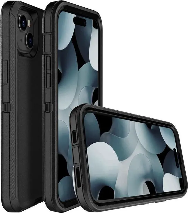 Alt view image 2 of 7 - Heavy Duty Made for iPhone 15 Plus Case with Tempered Glass Screen Camera Lens Protector 3-Layer Full Body Protection - Shockproof Dustproof Cover for 15 Plus Phone Case 6.7 (Black)