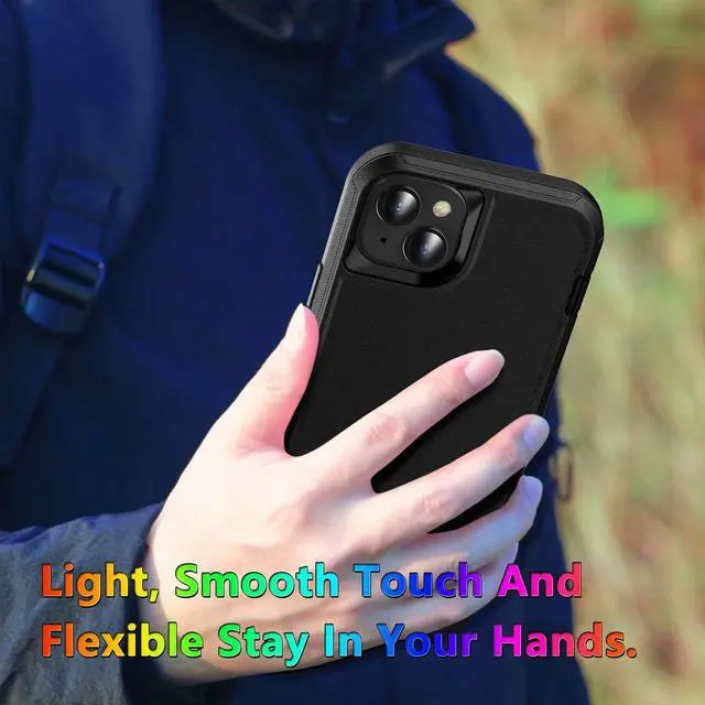 Alt view image 4 of 7 - Heavy Duty Made for iPhone 15 Plus Case with Tempered Glass Screen Camera Lens Protector 3-Layer Full Body Protection - Shockproof Dustproof Cover for 15 Plus Phone Case 6.7 (Black)