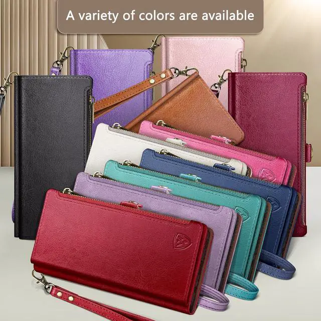 Alt view image 2 of 7 - compatible with iPhone 14 Pro Max 6.7 Wallet case with Zipper Credit Card HolderRFID Blocking Flip Folio Book PU Leather Phone case Shockproof Cover Men Women for  14 Pro Max case Red