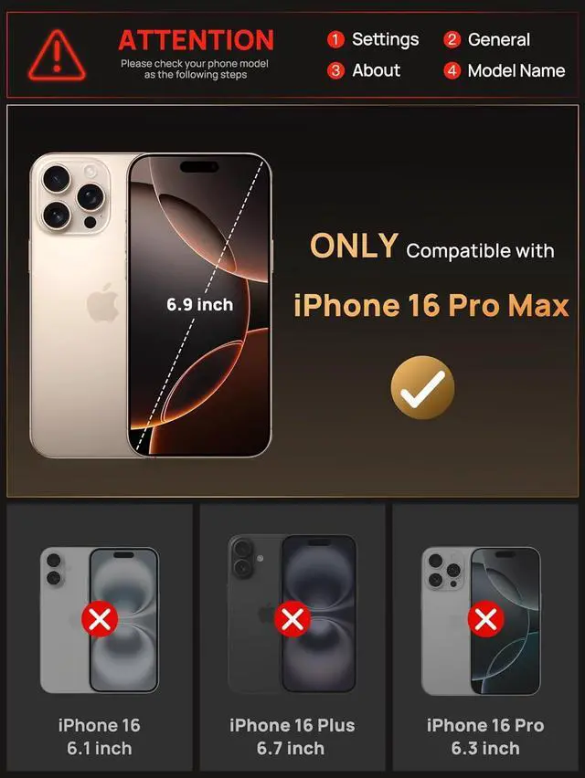 Alt view image 2 of 7 - for iPhone 16 Pro Max Case with Card Holder (4 Cards) [RFID Blocking] & Slide Camera Cover Military Grade Drop Protection Rugged Hard Back & Silicone Edge Wallet Phone Case 6.9 2024 Black