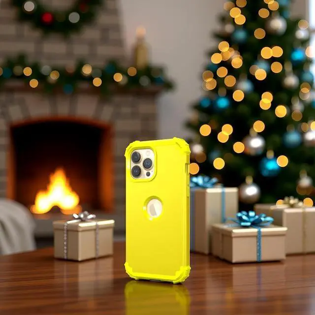 Alt view image 5 of 7 - for iPhone 12 Pro Max Case with Screen Protector Luxury 3 in 1 Shockproof Slim Fit Hybrid Heavy Duty Hard PC Cover Soft Silicone Bumper Full Body Anti-Fingerprint Case Yellow