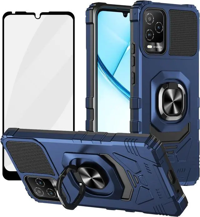 Main image of for BLU View 5 Pro Magnetic Case with Screen Protector Ring Kickstand for Car Mount Military Grade Shockproof Rugged Cell Phone Case for BLU View 5 Pro B170D-Blue