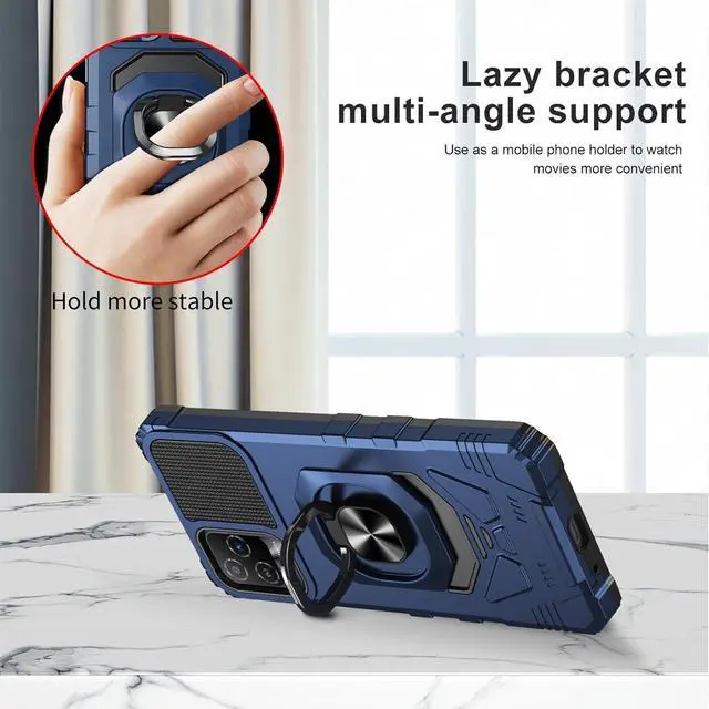 Alt view image 2 of 6 - for BLU View 5 Pro Magnetic Case with Screen Protector Ring Kickstand for Car Mount Military Grade Shockproof Rugged Cell Phone Case for BLU View 5 Pro B170D-Blue
